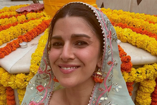 Nimrat Kaur flaunts phulkari earrings for Gurpurab